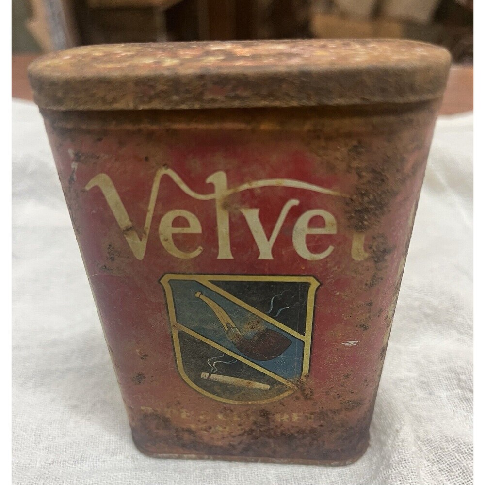 Antique Velvet Pipe and Cigarette Tobacco Tin 1910 Tax Stamp Liggett & Myers